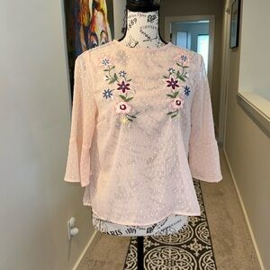 Atmosphere embroidered pink blouse